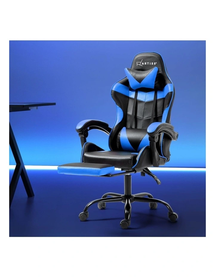 Artiss Gaming Office Chair Recliner Footrest Blue image 3