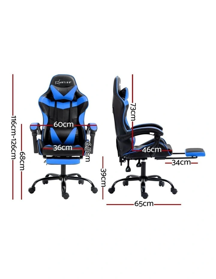 Artiss Gaming Office Chair Recliner Footrest Blue image 4