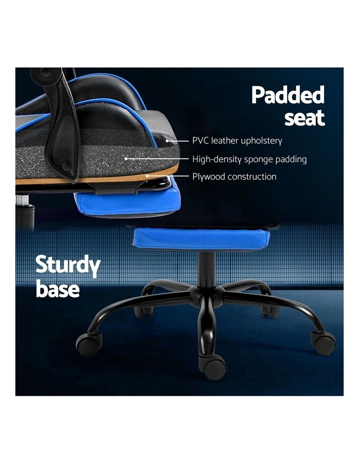 Artiss Gaming Office Chair Recliner Footrest Blue image 7