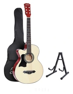 Alpha 38 Inch Acoustic Guitar Wooden Body Steel String w/ Stand Left Handed
