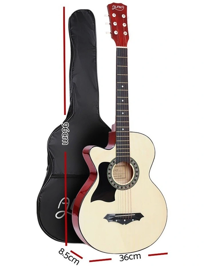 Alpha 38 Inch Acoustic Guitar Wooden Body Steel String w/ Stand Left Handed image 4