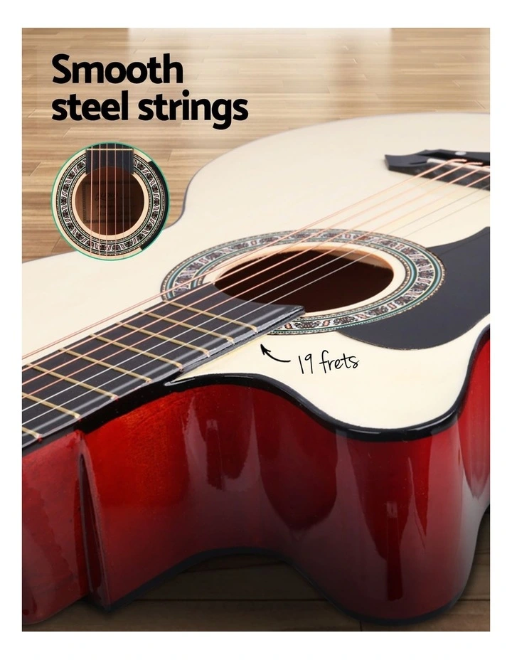 Alpha 38 Inch Acoustic Guitar Wooden Body Steel String w/ Stand Left Handed image 7