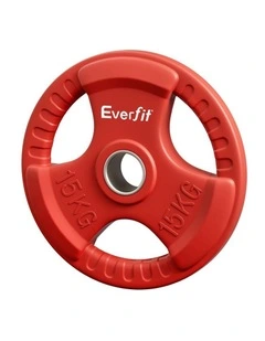 Everfit Weight Plates Olympic 15kg Dumbbell Barbell Plate Weight Lifting Home Gym Red