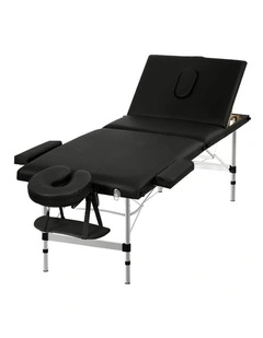 Zenses Massage Table 65cm Portable 3 Fold Aluminium Beauty Bed Black
