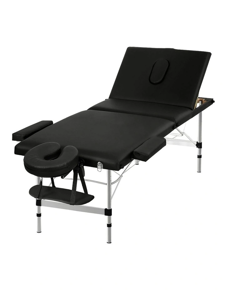 Zenses Massage Table 65cm Portable 3 Fold Aluminium Beauty Bed Black image 1