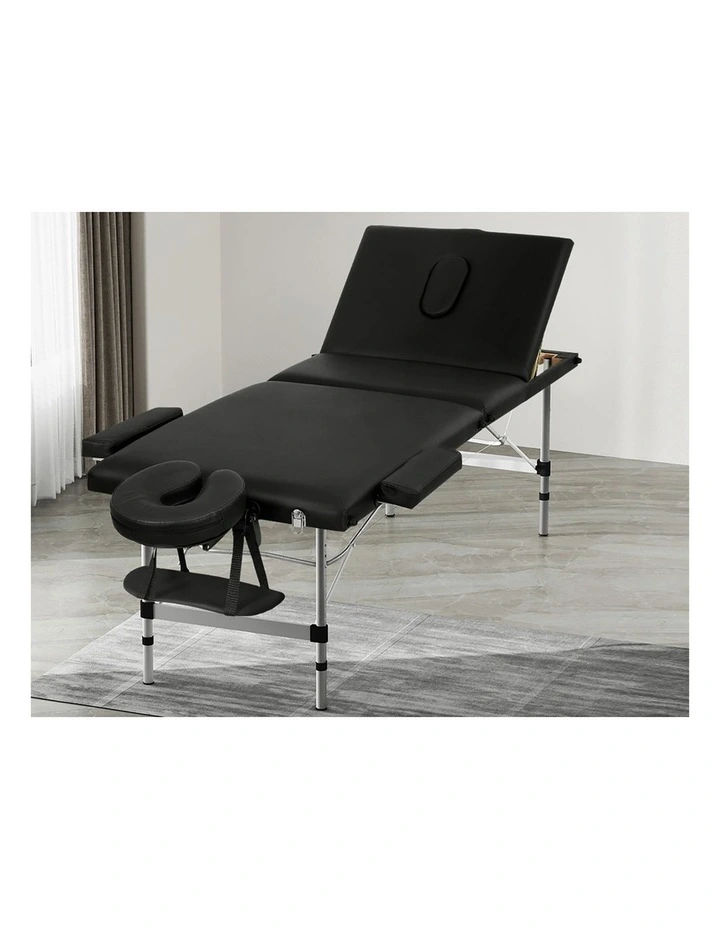 Zenses Massage Table 65cm Portable 3 Fold Aluminium Beauty Bed Black image 3