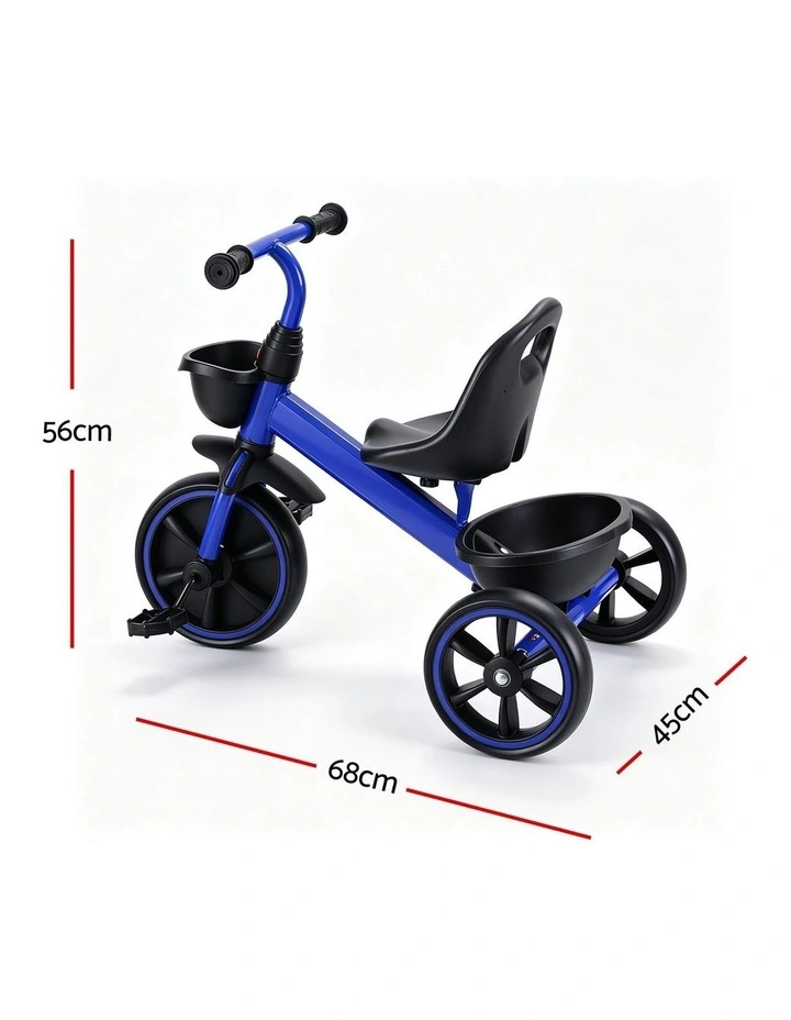 RIGO Tricycle Bike, Kids Bike with 3 wheels, basket Carbon Steel 68cm Blue image 2