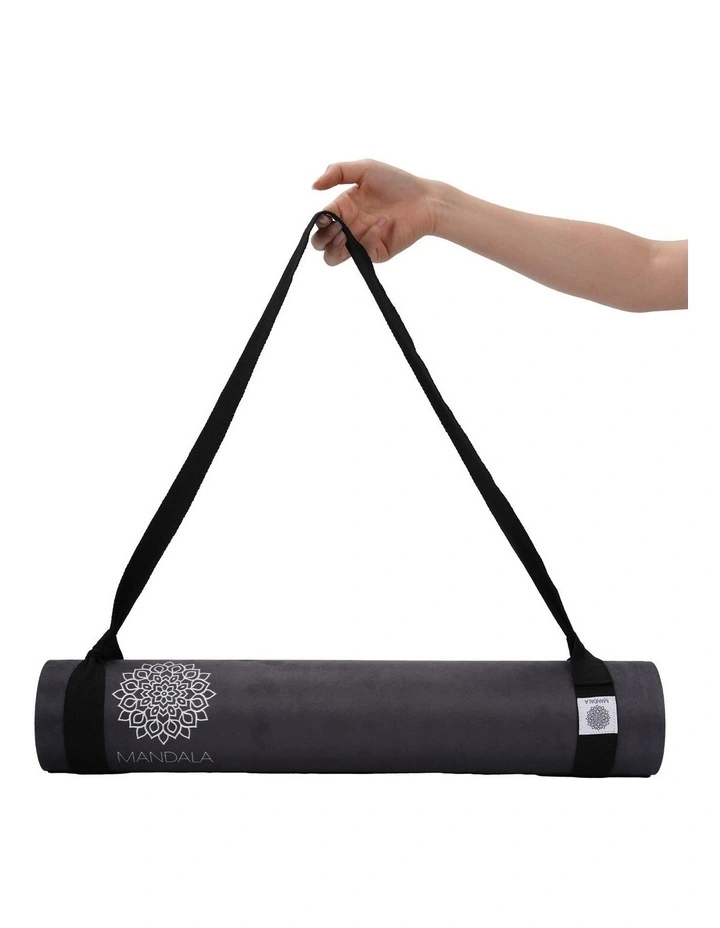 Mandala Yoga Mat Premium Bundle with Strap & Steel Hydration Bottle - Black image 3