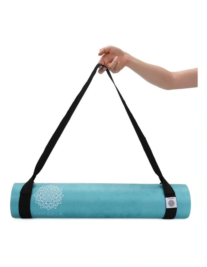 Mandala Yoga Mat Premium Bundle with Strap & Steel Hydration Bottle - Teal image 3