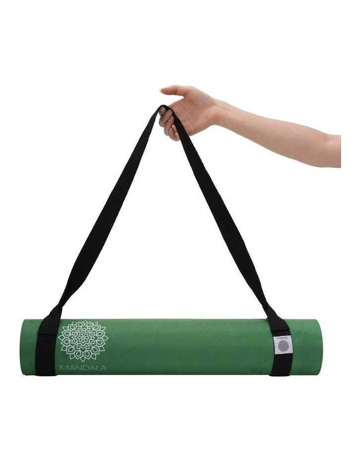 Mandala Yoga Mat Premium Bundle with Strap & Steel Hydration Bottle - Jade Green image 4