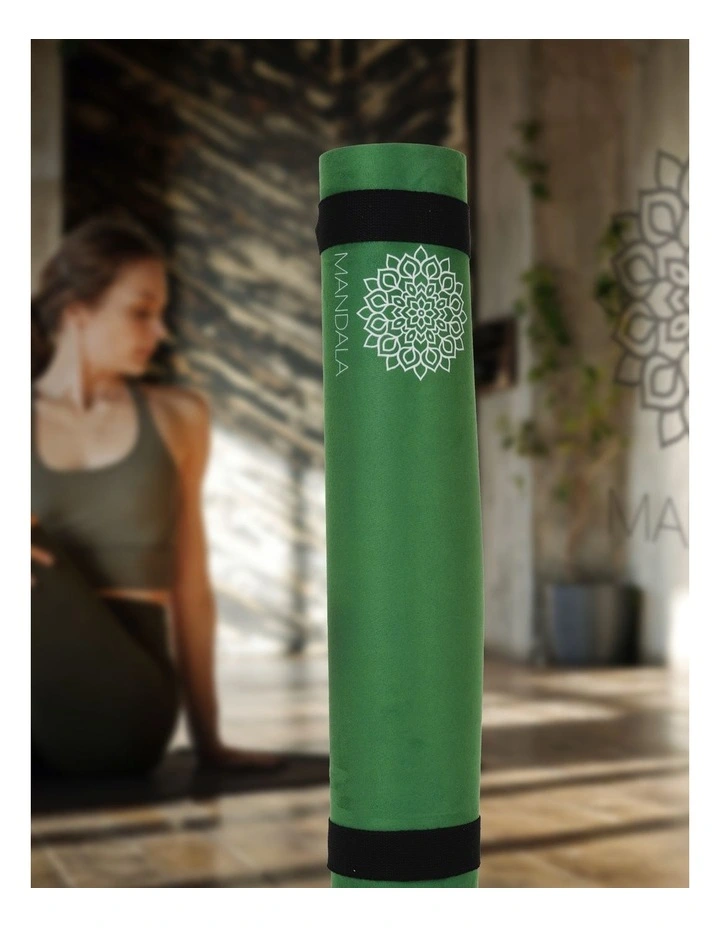 Mandala Yoga Mat Premium Bundle with Strap & Steel Hydration Bottle - Jade Green image 5