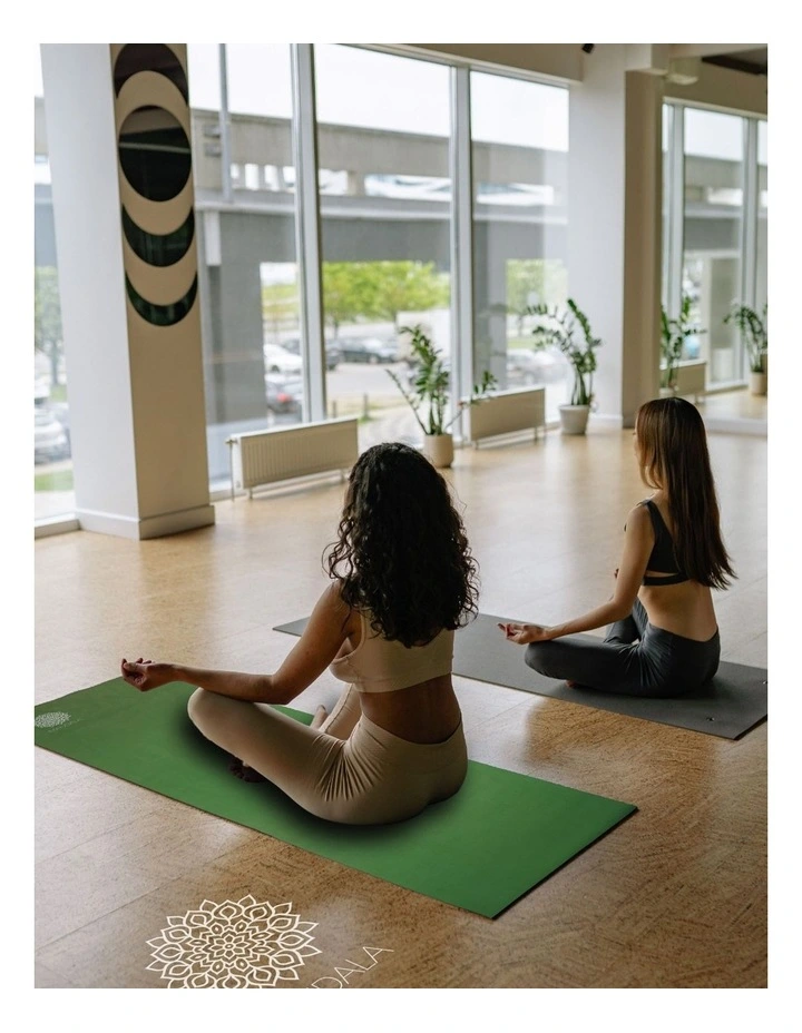Mandala Yoga Mat Premium Bundle with Strap & Steel Hydration Bottle - Jade Green image 6