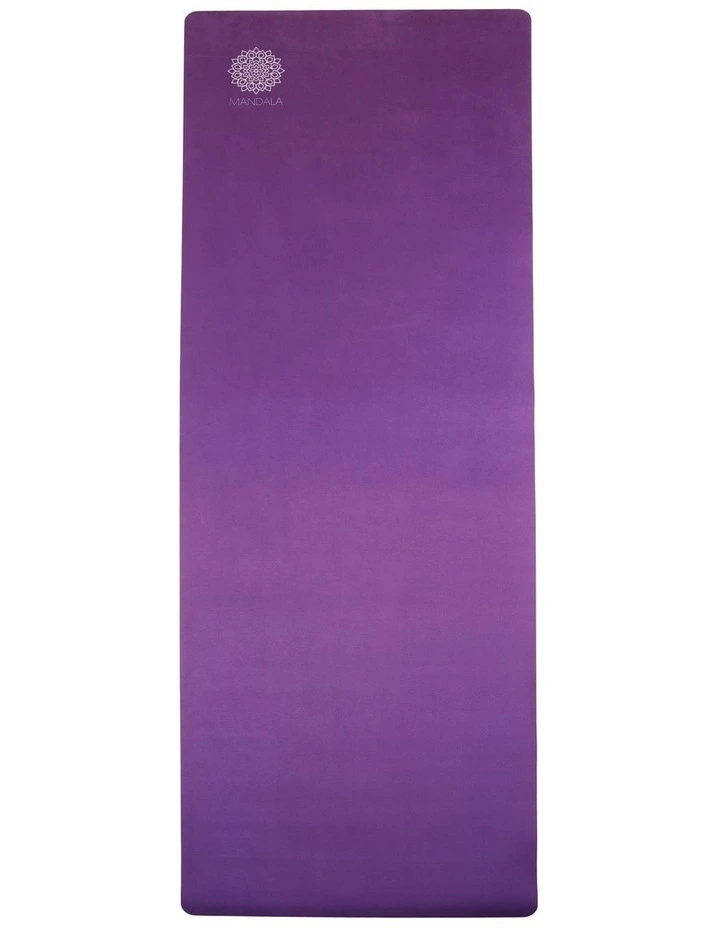 Mandala Yoga Mat Premium Bundle with Strap & Steel Hydration Bottle - Purple image 2