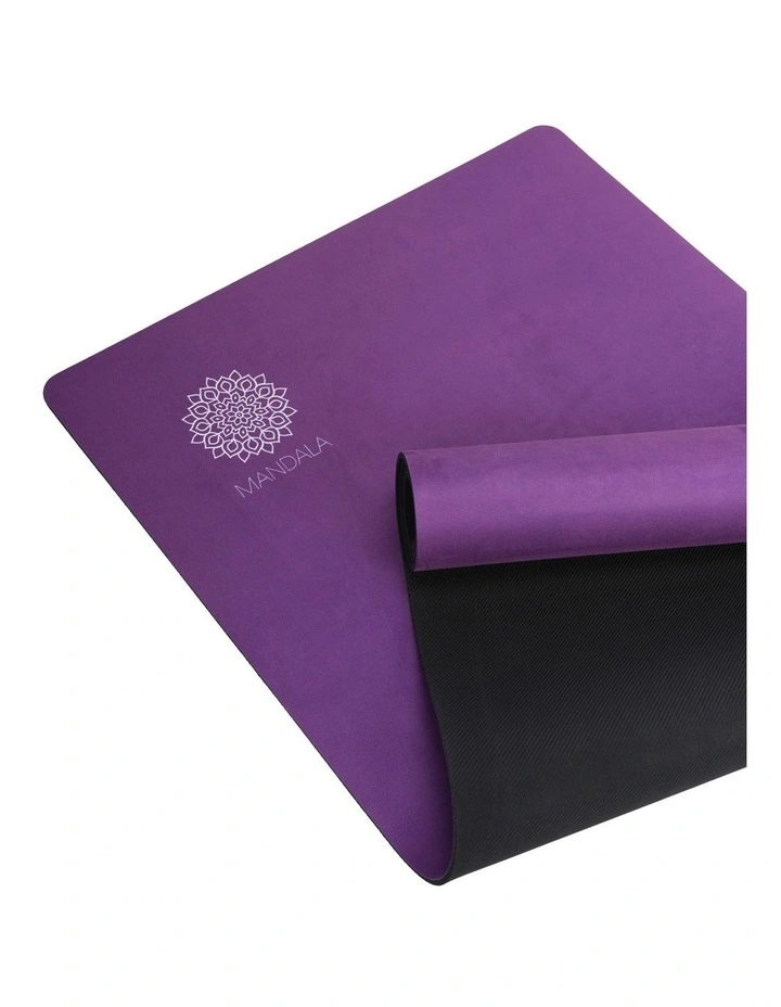 Mandala Yoga Mat Premium Bundle with Strap & Steel Hydration Bottle - Purple image 4