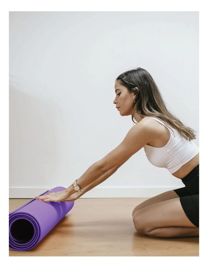 Mandala Yoga Mat Premium Bundle with Strap & Steel Hydration Bottle - Purple image 6