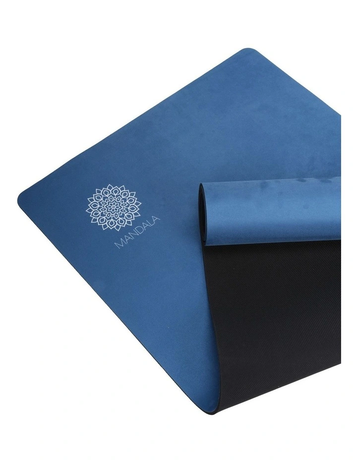 Mandala Yoga Mat Premium Bundle with Strap & Steel Hydration Bottle - Midnight Blue image 3