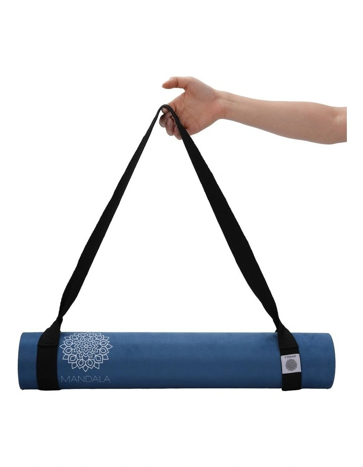 Mandala Yoga Mat Premium Bundle with Strap & Steel Hydration Bottle - Midnight Blue image 4
