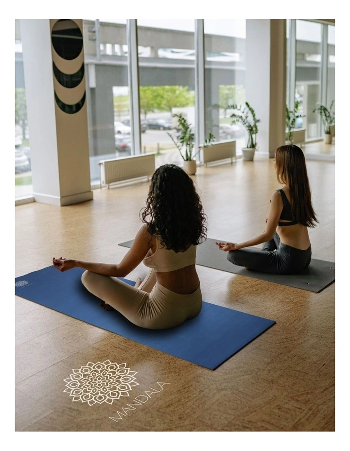 Mandala Yoga Mat Premium Bundle with Strap & Steel Hydration Bottle - Midnight Blue image 6