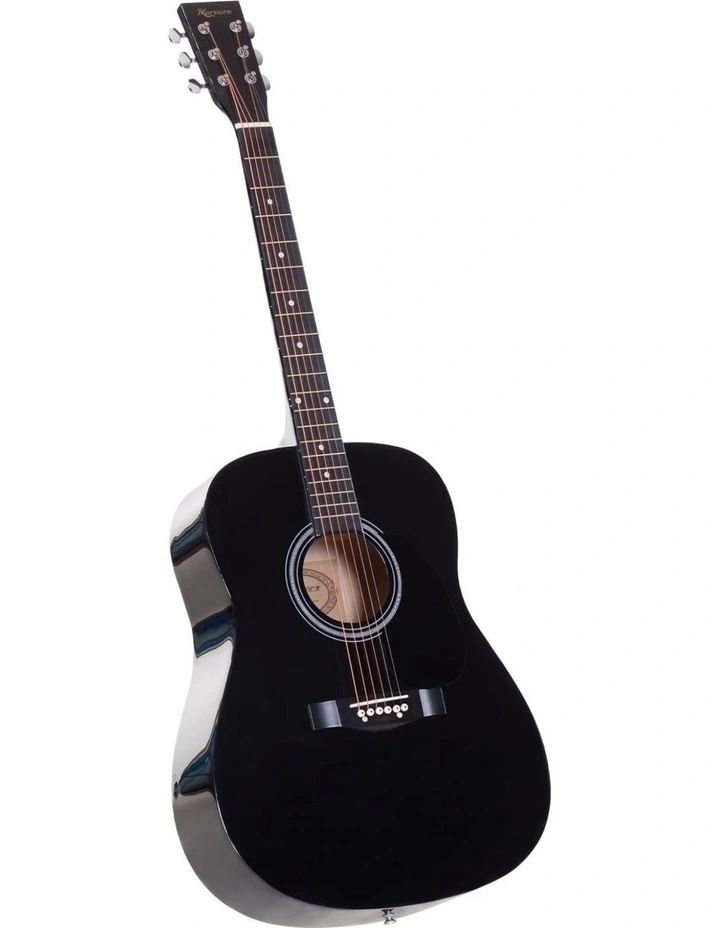 Karrera 41in Acoustic Wooden Guitar with Bag - Black image 1