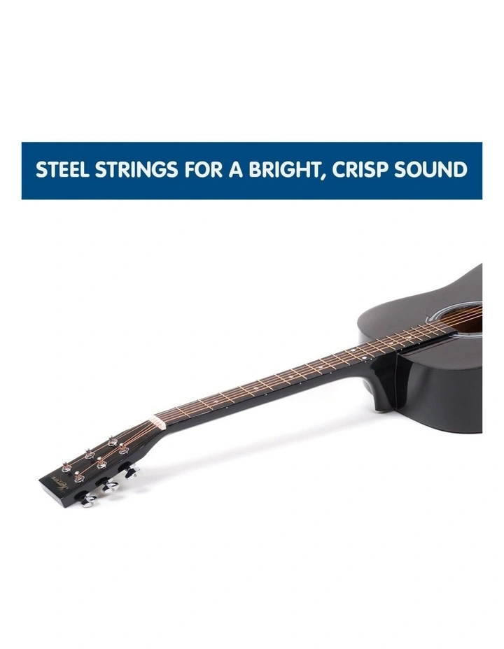 Karrera 41in Acoustic Wooden Guitar with Bag - Black image 2