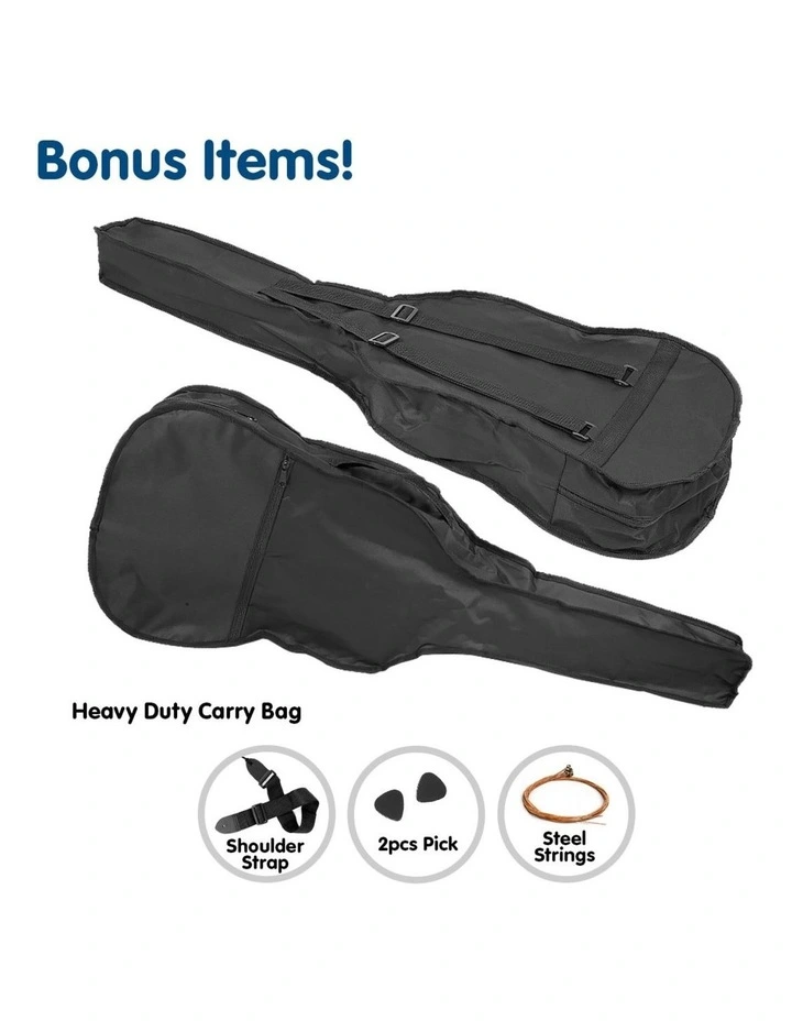 Karrera 41in Acoustic Wooden Guitar with Bag - Black image 4