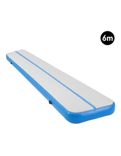 Powertrain Airtrack 20cm Thick 6m x 1m Inflatable Gymnastics Tumbling Mat Air Track - Blue