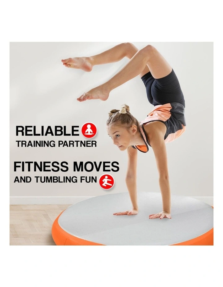 Powertrain 20cm Thick 1m Airtrack Spot Round Inflatable Gymnastics Tumbling Mat Air Track - Orange image 3
