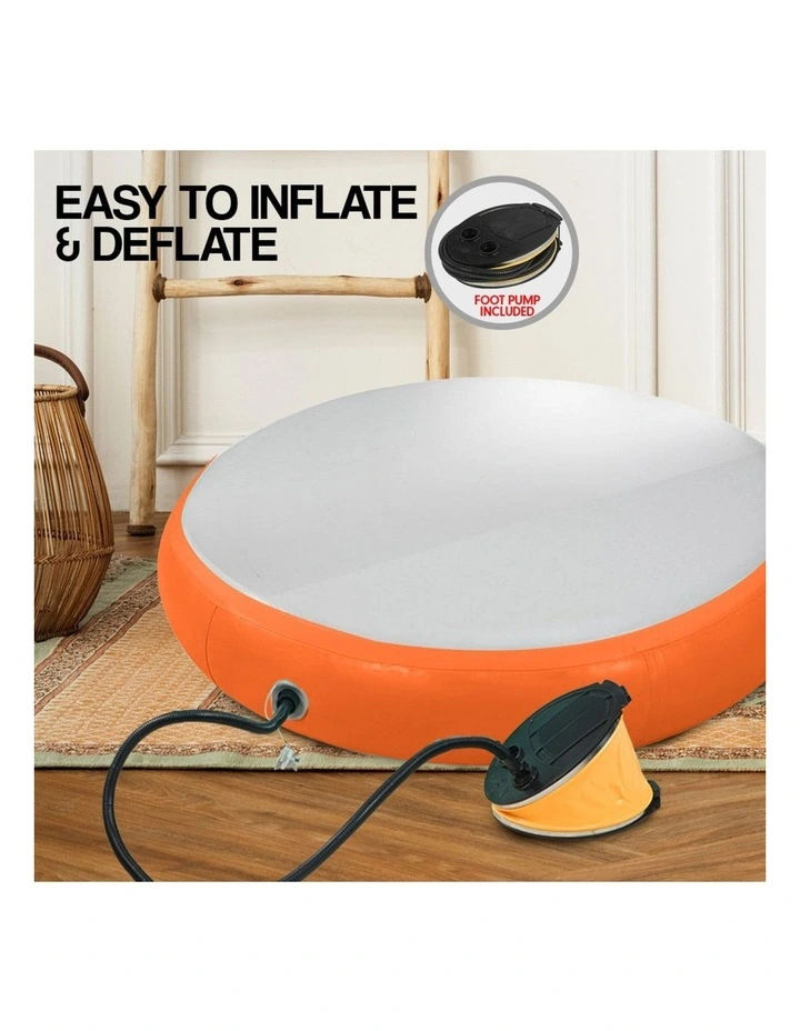 Powertrain 20cm Thick 1m Airtrack Spot Round Inflatable Gymnastics Tumbling Mat Air Track - Orange image 7