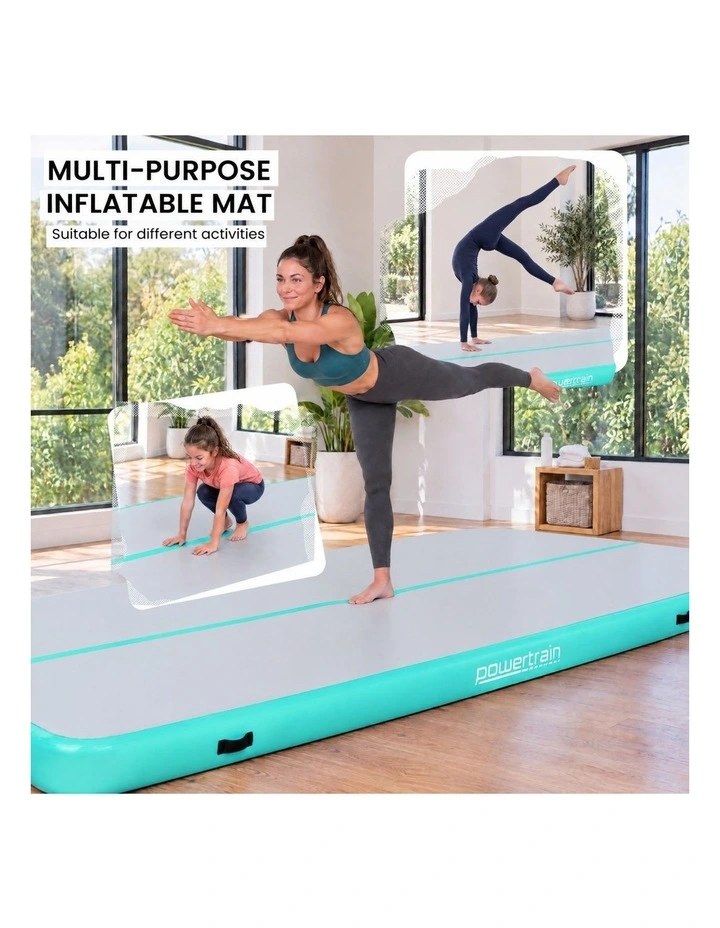 Powertrain Airtrack 20cm Thick 4m x 1m Inflatable Gymnastics Tumbling Mat Air Track - Mint Green image 7