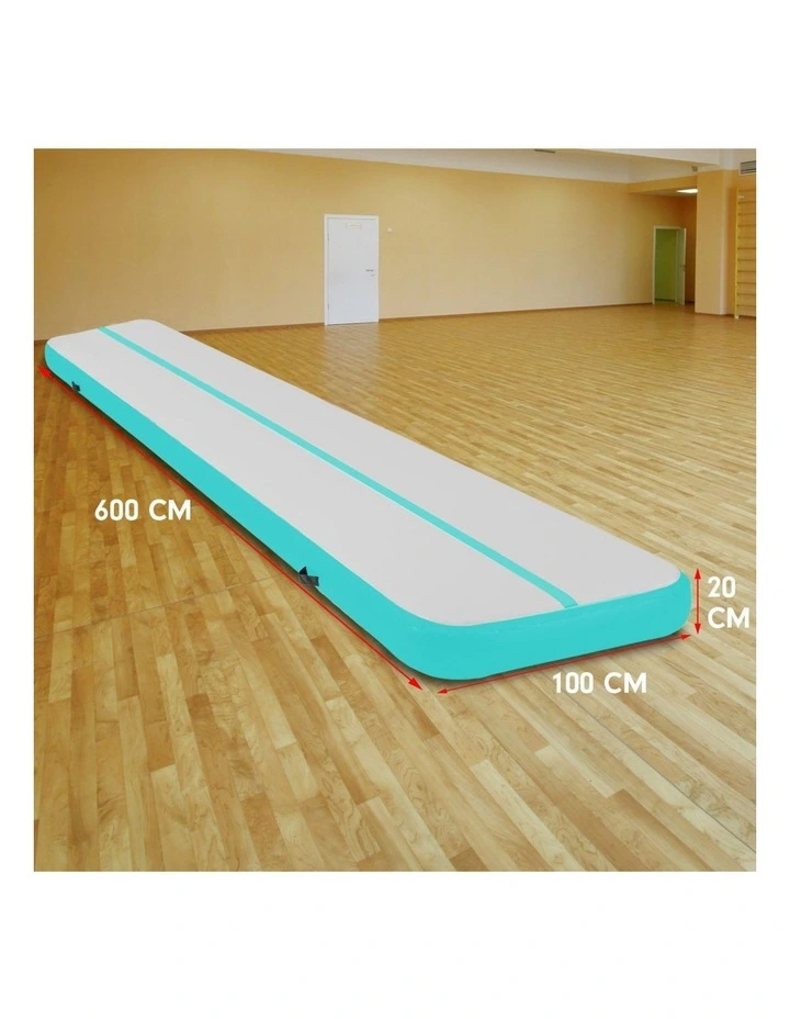 Powertrain Airtrack 20cm Thick 6m x 1m Inflatable Gymnastics Tumbling Mat Air Track - Green image 6