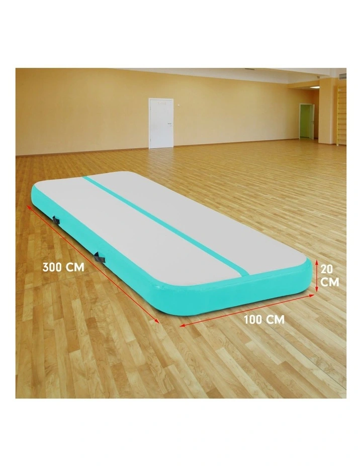 Powertrain Airtrack 20cm Thick 3m x 1m Inflatable Gymnastics Tumbling Mat Air Track - Mint Green image 6