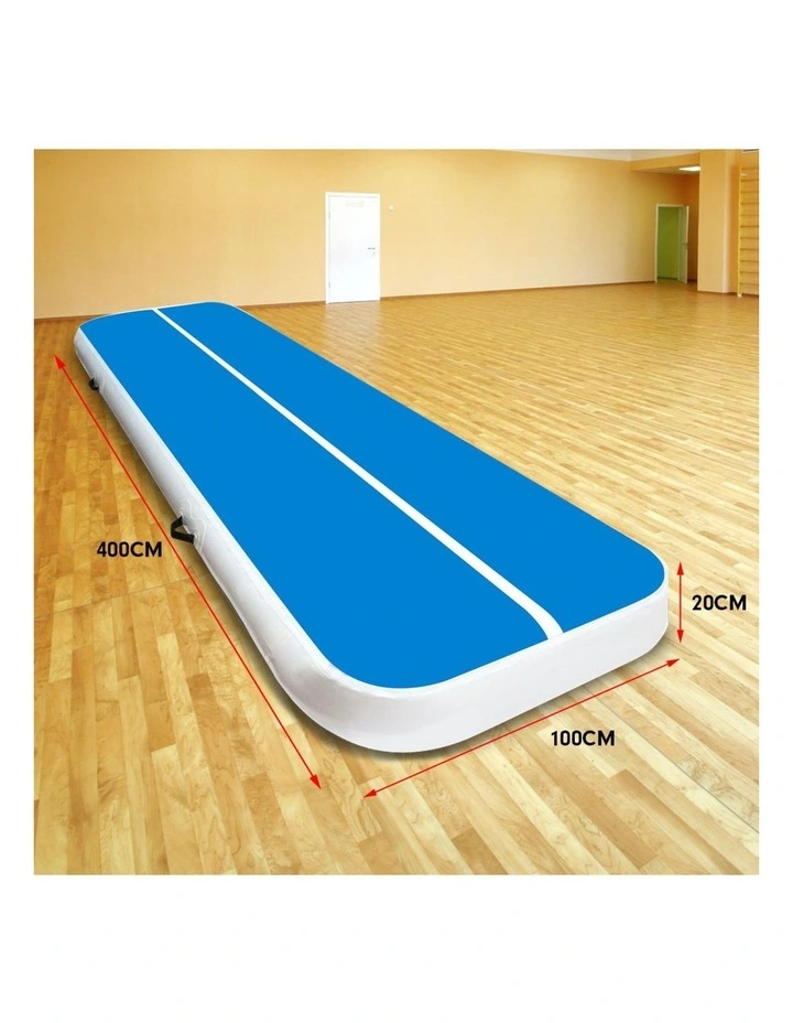 Powertrain Airtrack 20cm Thick 4m x 1m Inflatable Gymnastics Tumbling Mat Air Track - Blue image 2