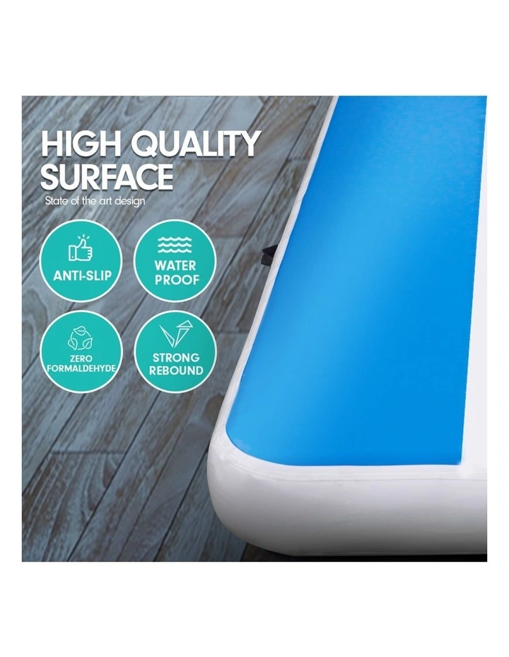 Powertrain Airtrack 20cm Thick 4m x 1m Inflatable Gymnastics Tumbling Mat Air Track - Blue image 3