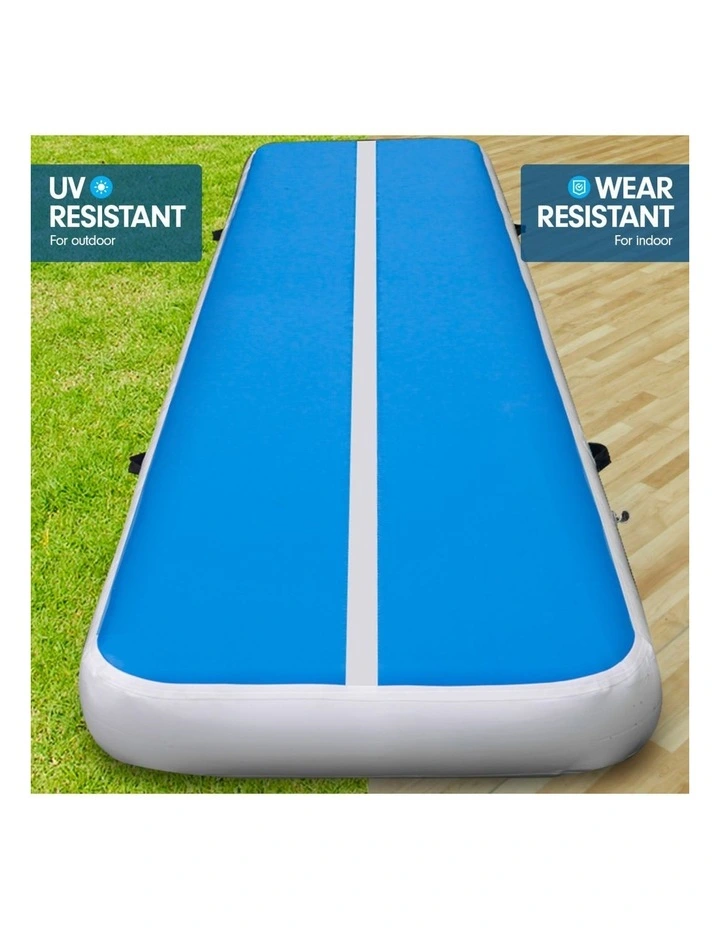 Powertrain Airtrack 20cm Thick 4m x 1m Inflatable Gymnastics Tumbling Mat Air Track - Blue image 5