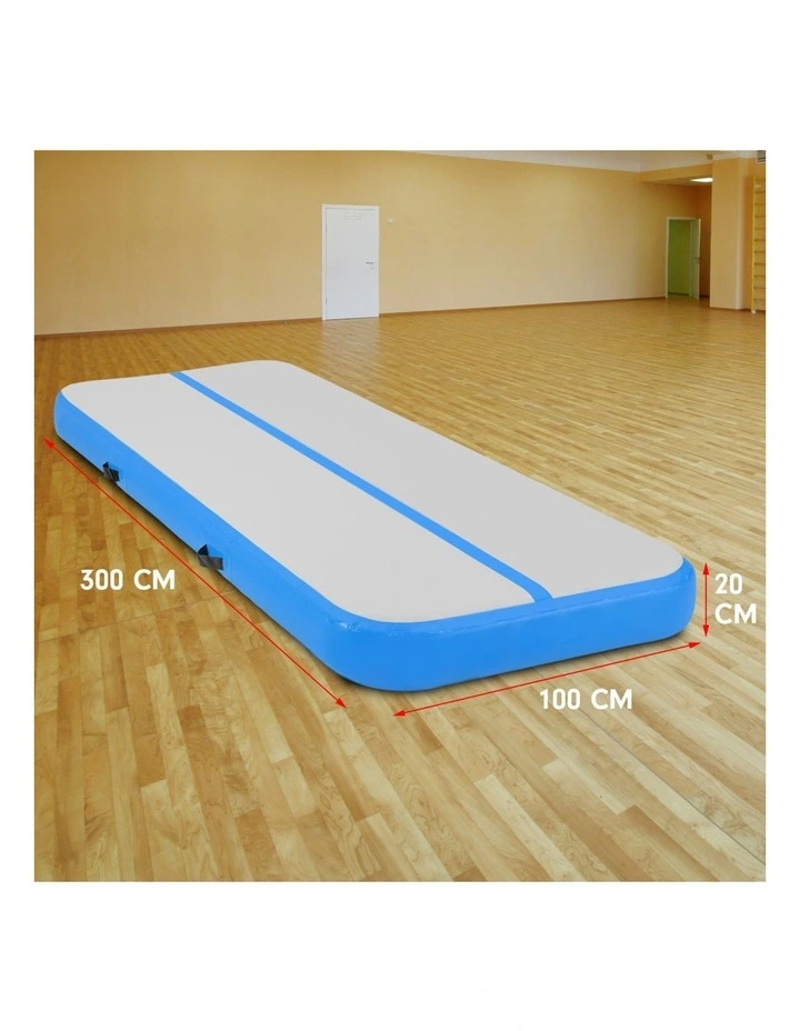 Powertrain Airtrack 20cm Thick 3m x 1m Inflatable Gymnastics Tumbling Mat Air Track - Blue image 2