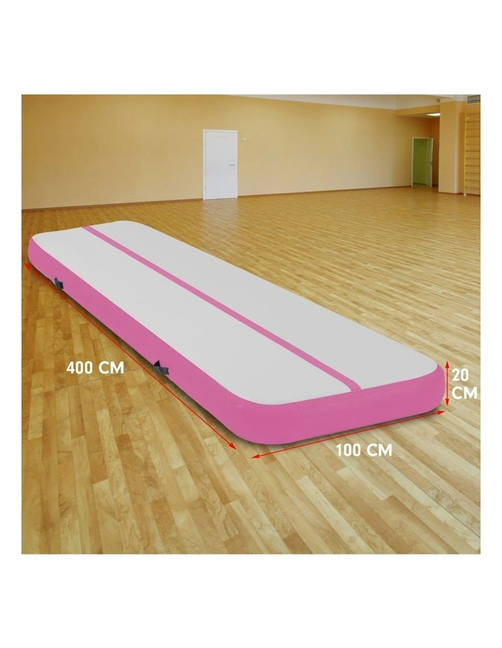 Powertrain Airtrack 20cm Thick 4m x 1m Inflatable Gymnastics Tumbling Mat Air Track - Pink image 6