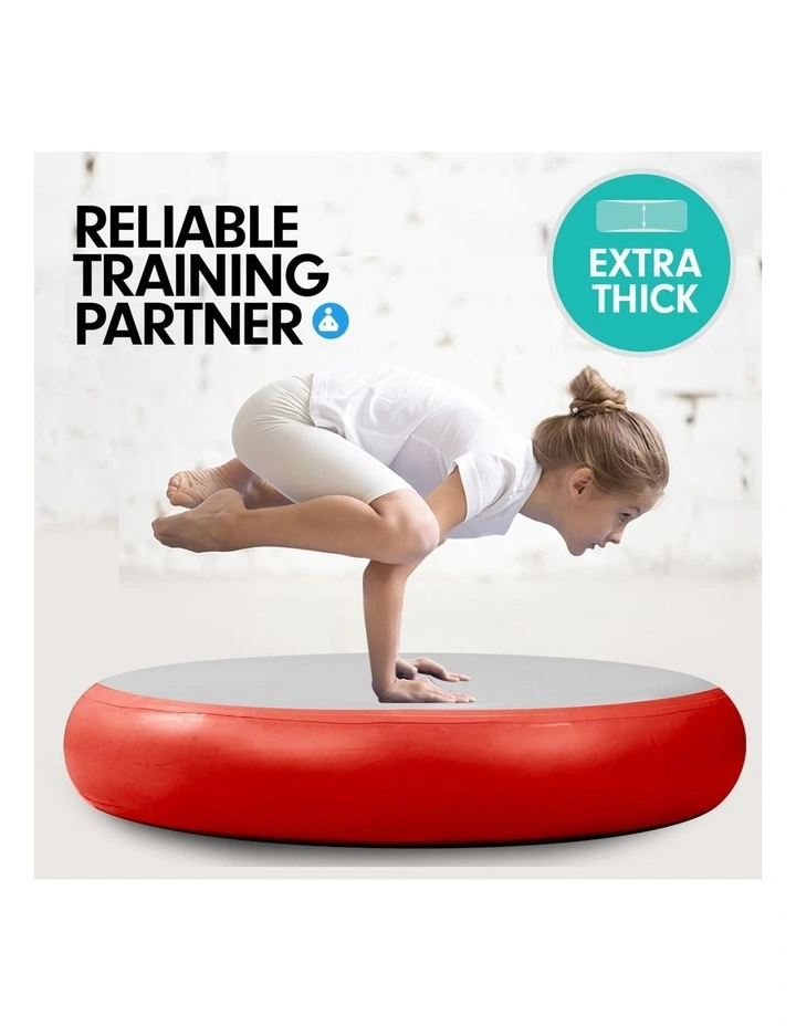 Powertrain 20cm Thick 1m Airtrack Spot Round Inflatable Gymnastics Tumbling Mat Air Track - Red image 2