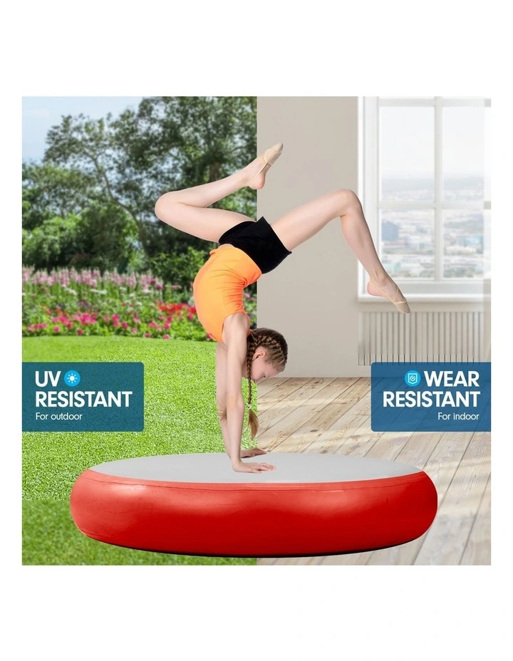 Powertrain 20cm Thick 1m Airtrack Spot Round Inflatable Gymnastics Tumbling Mat Air Track - Red image 5