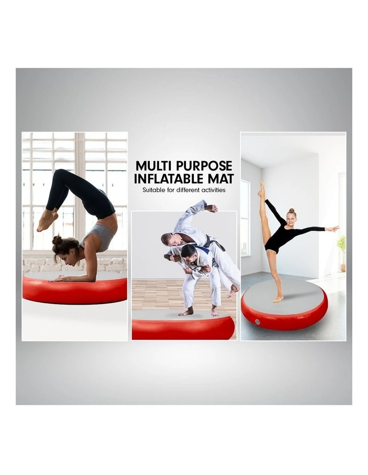 Powertrain 20cm Thick 1m Airtrack Spot Round Inflatable Gymnastics Tumbling Mat Air Track - Red image 7