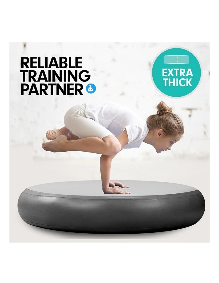 Powertrain 20cm Thick 1m Airtrack Spot Round Inflatable Gymnastics Tumbling Mat Air Track - Black image 2