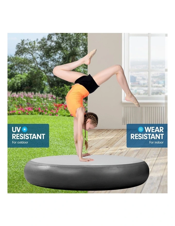 Powertrain 20cm Thick 1m Airtrack Spot Round Inflatable Gymnastics Tumbling Mat Air Track - Black image 5