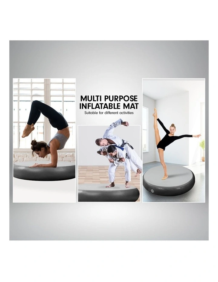 Powertrain 20cm Thick 1m Airtrack Spot Round Inflatable Gymnastics Tumbling Mat Air Track - Black image 7