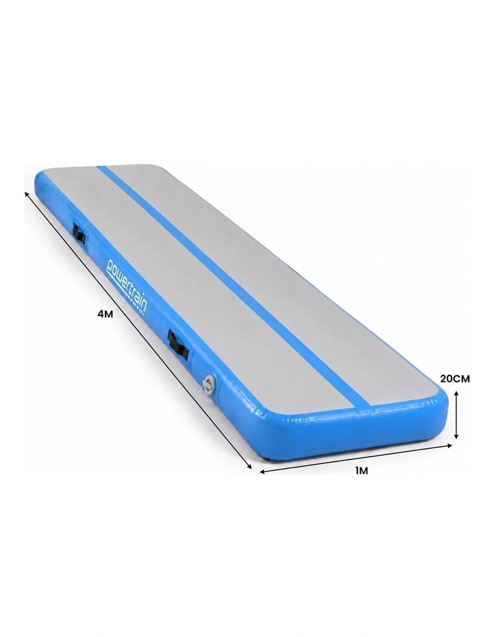 Powertrain Airtrack 20cm Thick 4m x 1m Inflatable Gymnastics Tumbling Mat Air Track - Blue image 4