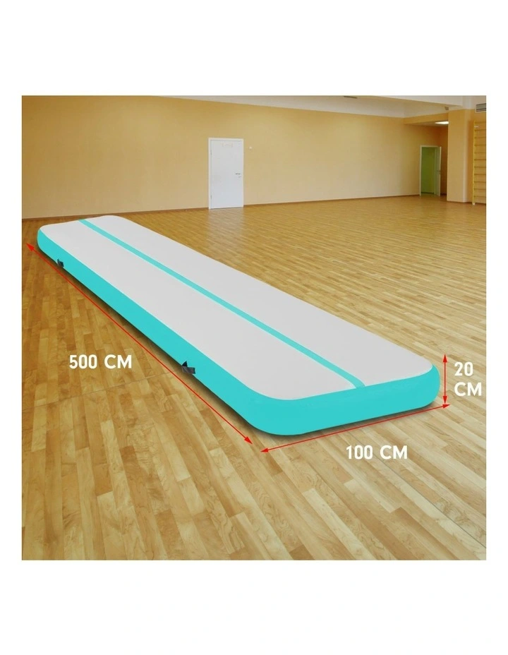 Powertrain Airtrack 20cm Thick 5m x 1m Inflatable Gymnastics Tumbling Mat Air Track - Mint Green image 2