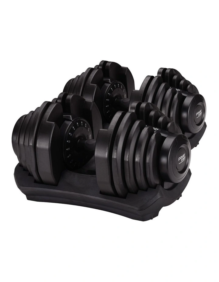 Powertrain 2x 40kg Adjustable Dumbbell Home Gym Exercise Equipment Free Weights image 1