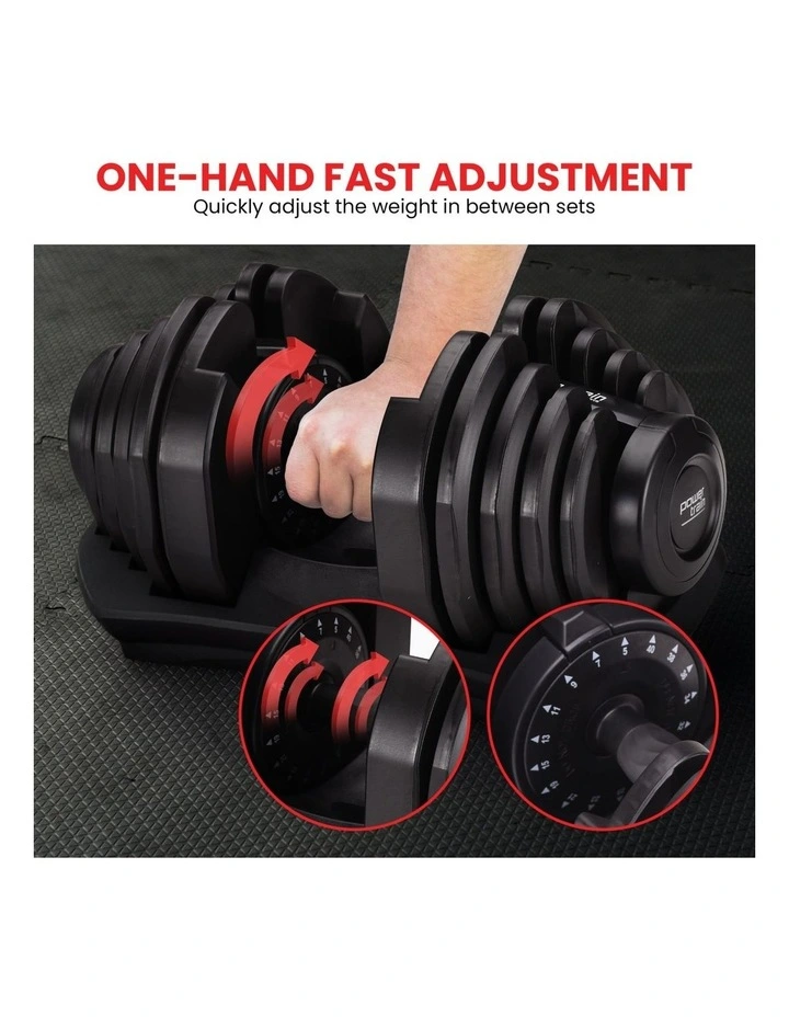 Powertrain 2x 40kg Adjustable Dumbbell Home Gym Exercise Equipment Free Weights image 5