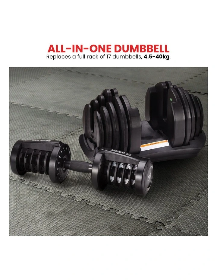 Powertrain 2x 40kg Adjustable Dumbbell Home Gym Exercise Equipment Free Weights image 6