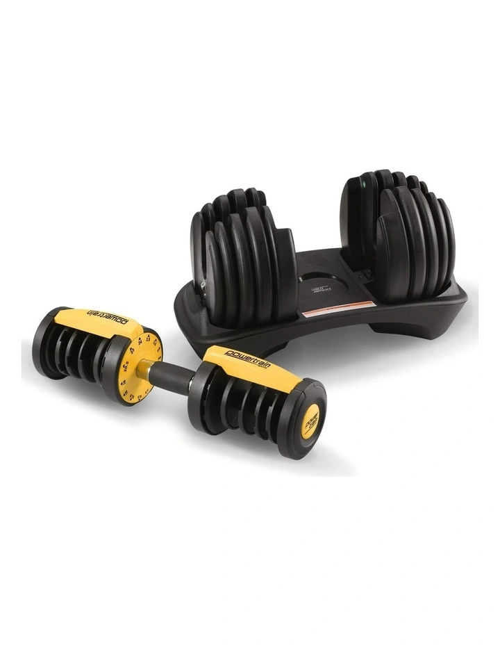 Powertrain 24kg Adjustable Dumbbell in Black & Gold image 2