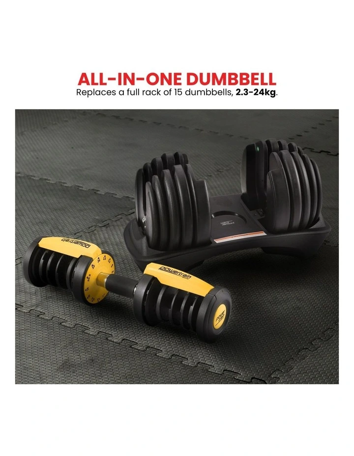 Powertrain 24kg Adjustable Dumbbell in Black & Gold image 6