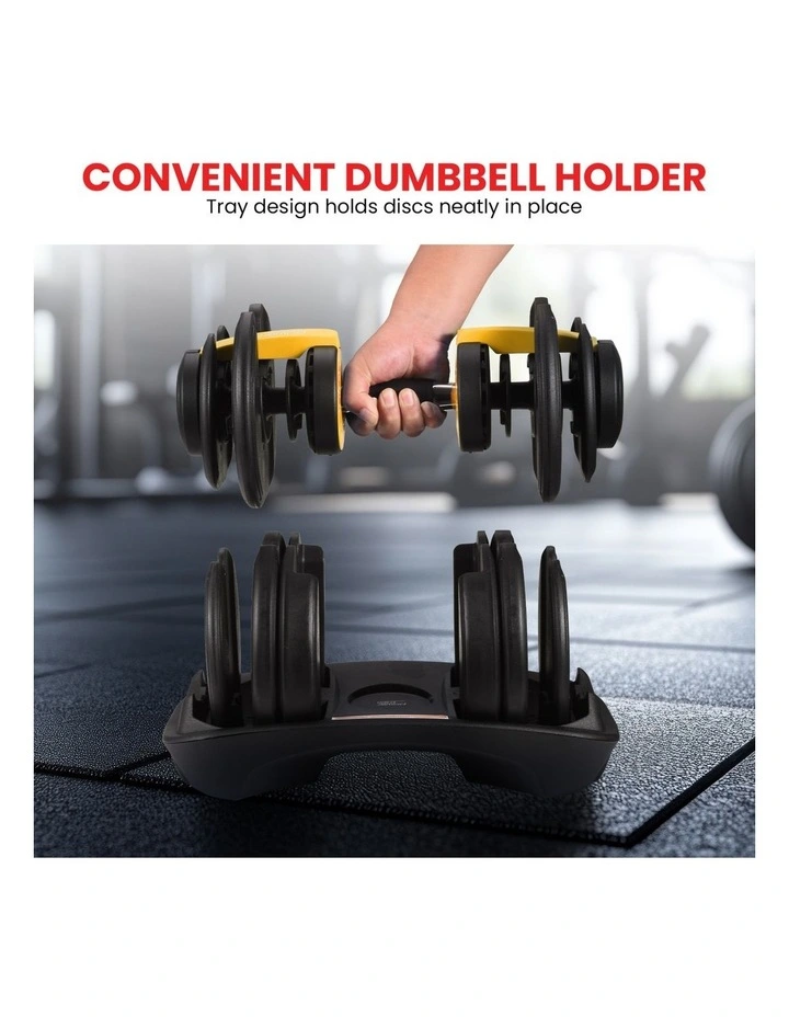 Powertrain 24kg Adjustable Dumbbell in Black & Gold image 7